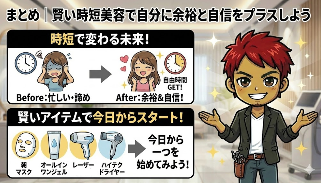 まとめ｜賢い時短美容で自分に余裕と自信をプラスしよう