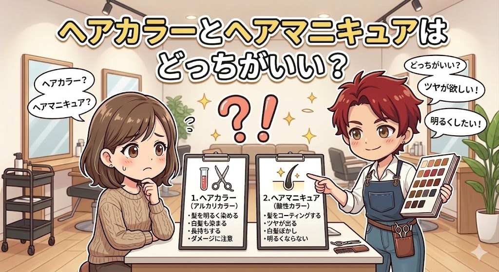 ヘアカラーとヘアマニキュアはどっちがいい？