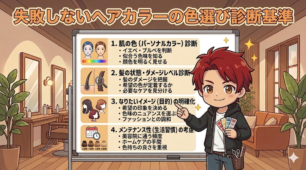 失敗しないヘアカラーの色選び診断基準