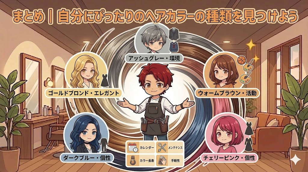 まとめ｜自分にぴったりのヘアカラーの種類を見つけよう