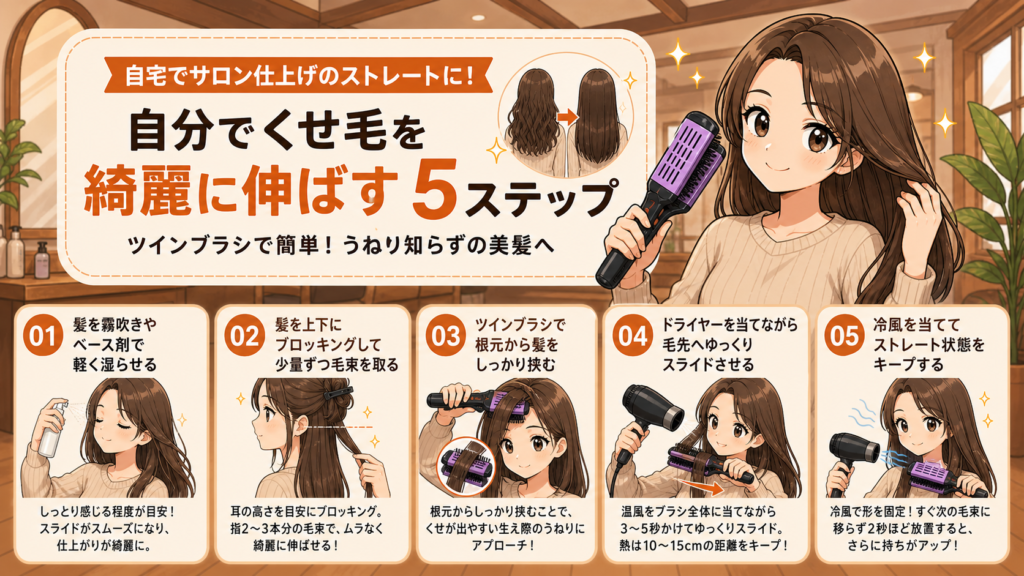 自分でくせ毛を綺麗に伸ばす5ステップ
