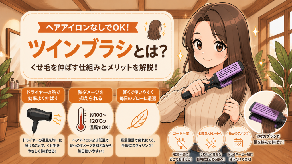 ツインブラシとは？ヘアアイロンなしでくせが伸びる仕組み