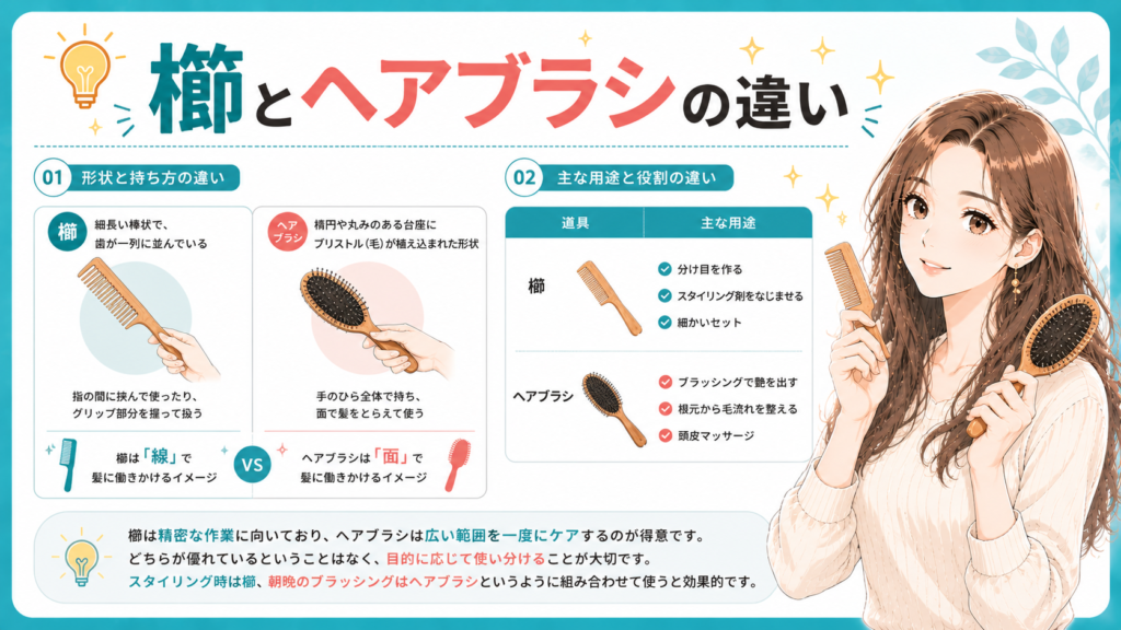櫛とヘアブラシの違い
