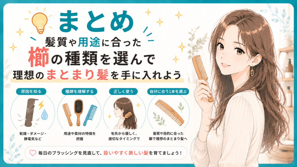 まとめ｜髪質や用途に合った櫛の種類を選んで理想のまとまり髪を手に入れよう