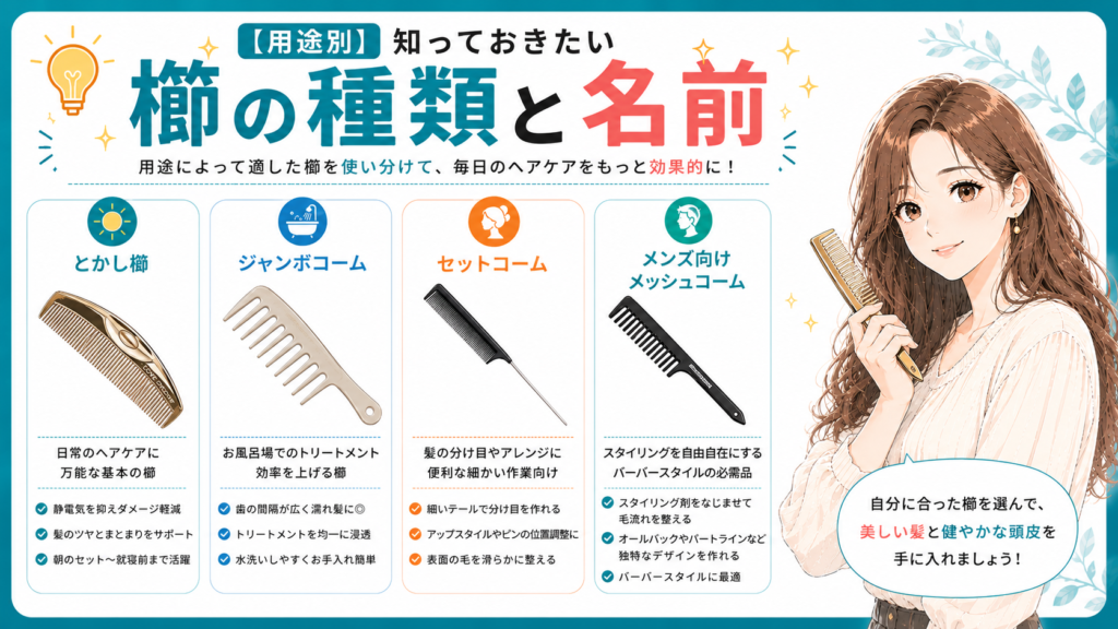 【用途別】知っておきたい櫛の種類と名前