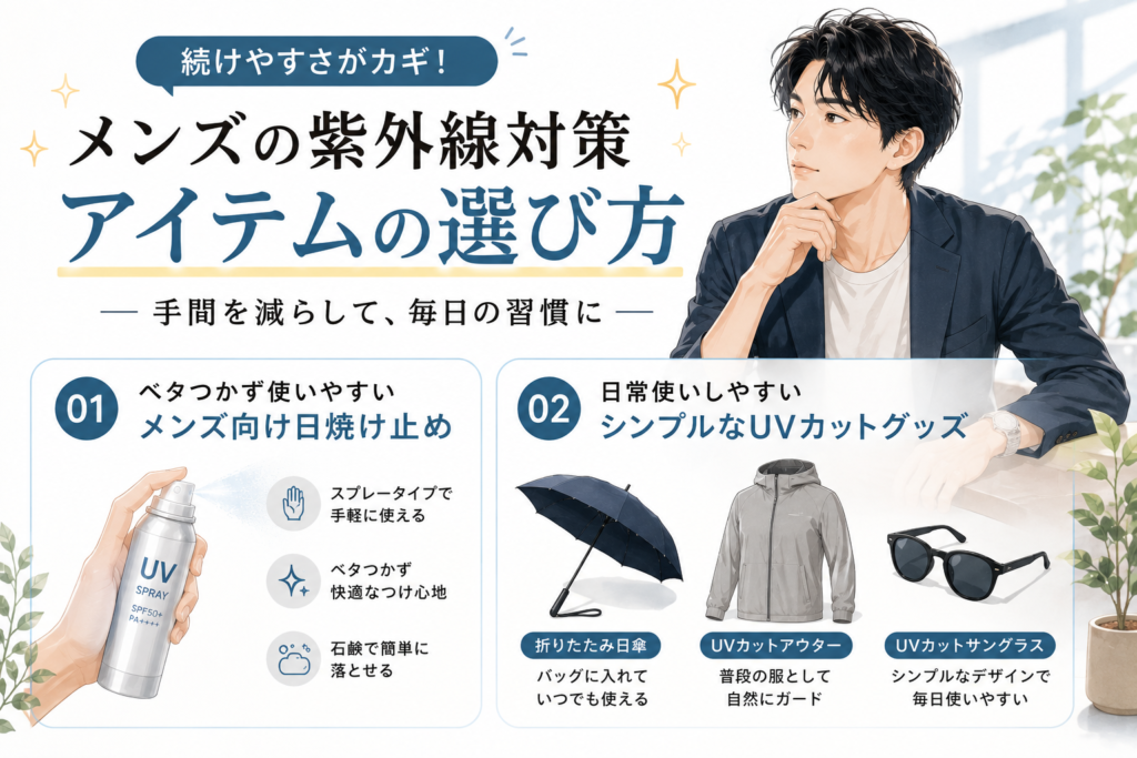 年齢による肌悩みを抱える男性におすすめの紫外線対策アイテム【選び方のポイント】