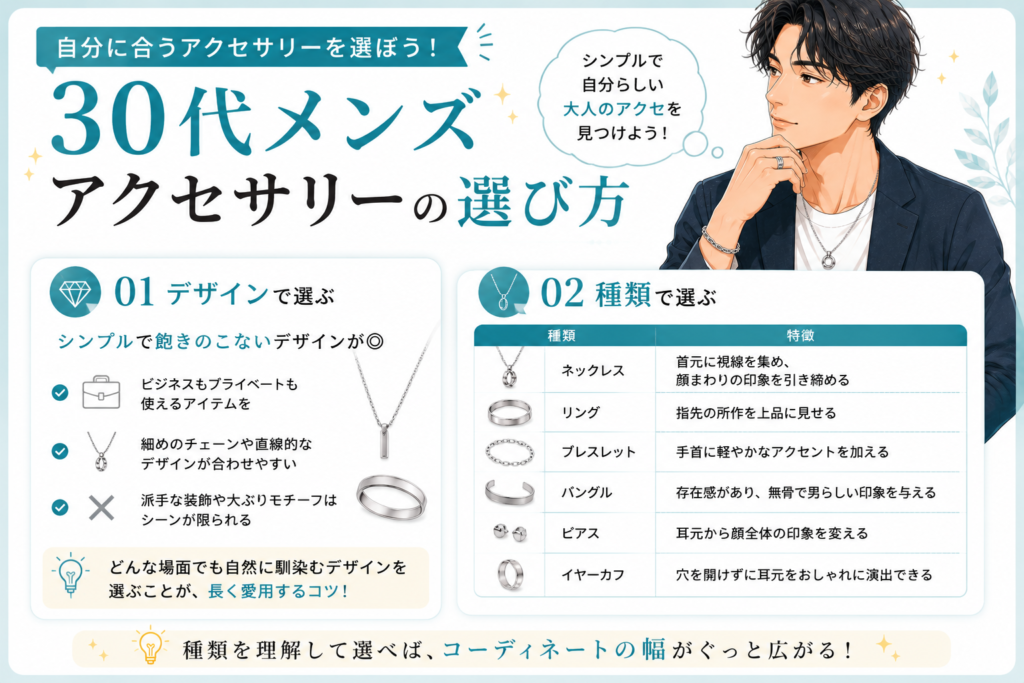30代メンズアクセサリーの選び方