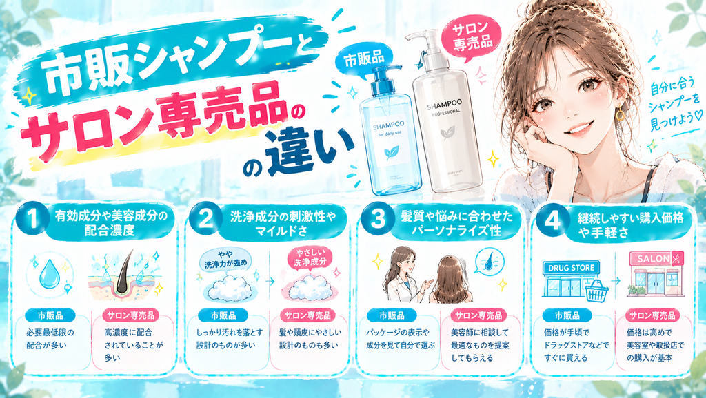 市販シャンプーとサロン専売品の違い